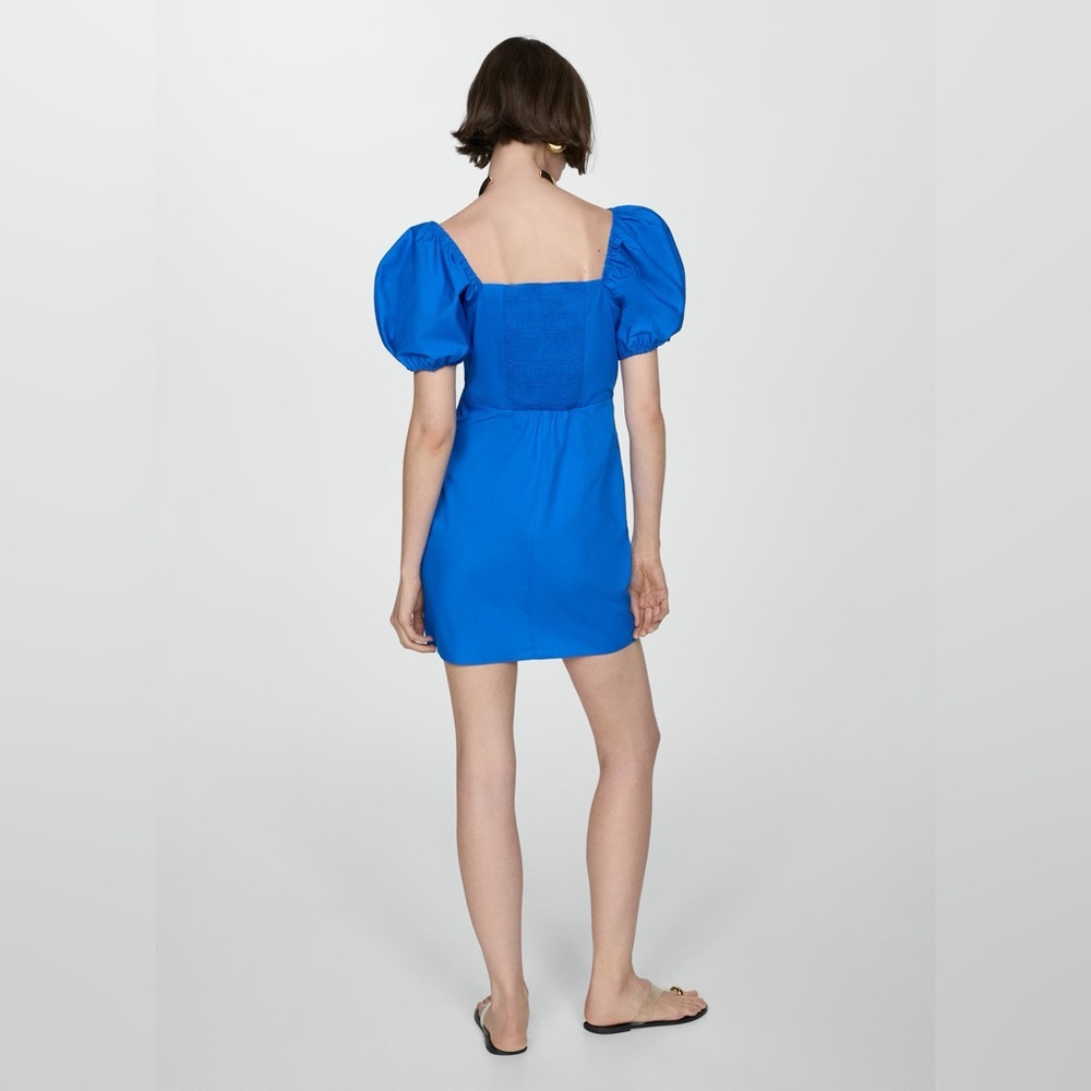 Mango blue printed dress with balloon sleeves NWT - Picture 4 of 6